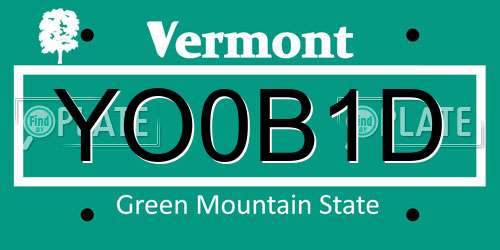 YO0B1D Vermont License Plate