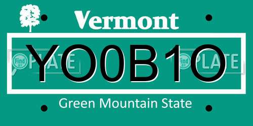 YO0B1O Vermont License Plate