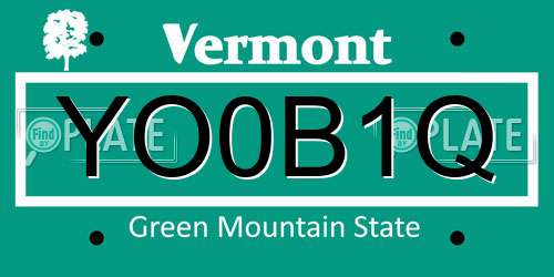 YO0B1Q Vermont License Plate