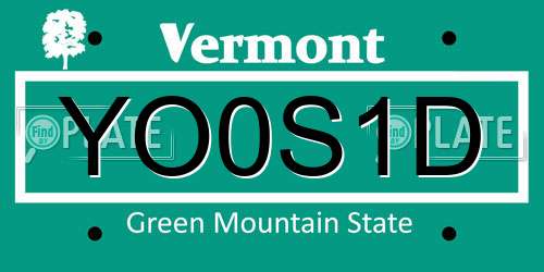 YO0S1D Vermont License Plate