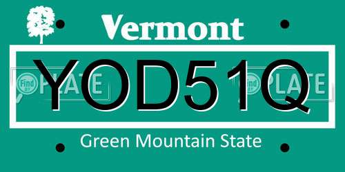 YOD51Q Vermont License Plate