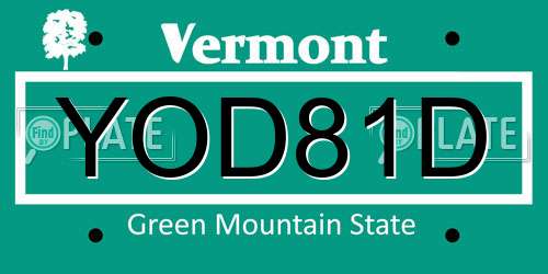 YOD81D Vermont License Plate