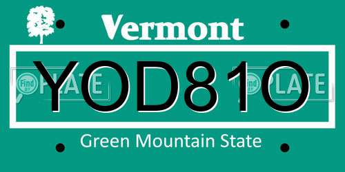 YOD81O Vermont License Plate