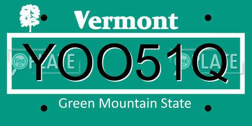 YOO51Q Vermont License Plate