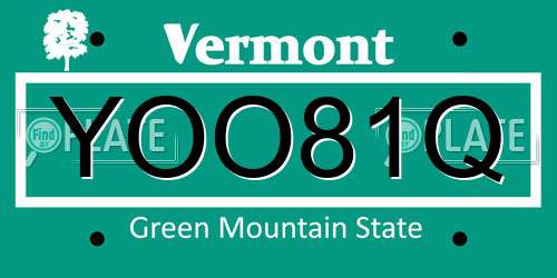 YOO81Q Vermont License Plate