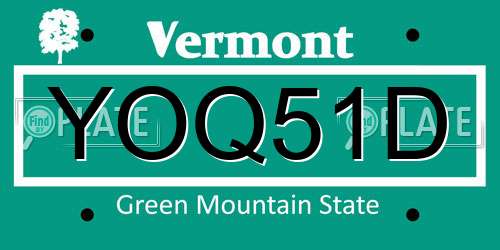 YOQ51D Vermont License Plate