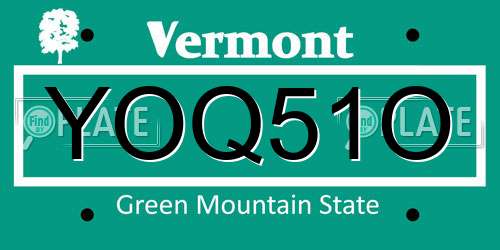 YOQ51O Vermont License Plate