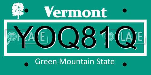 YOQ81Q Vermont License Plate