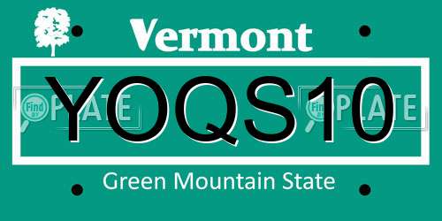 YOQS10 Vermont License Plate