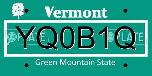 YQ0B1Q Vermont License Plate