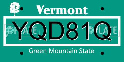 YQD81Q Vermont License Plate