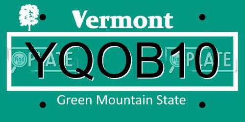 YQOB10 Vermont License Plate