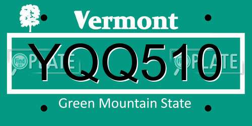 YQQ510 Vermont License Plate