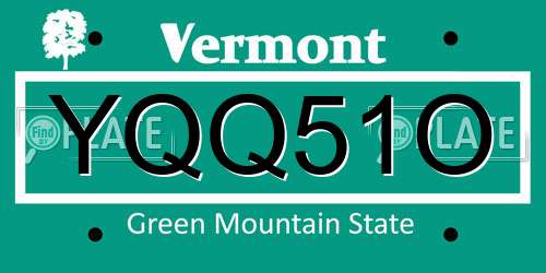 YQQ51O Vermont License Plate