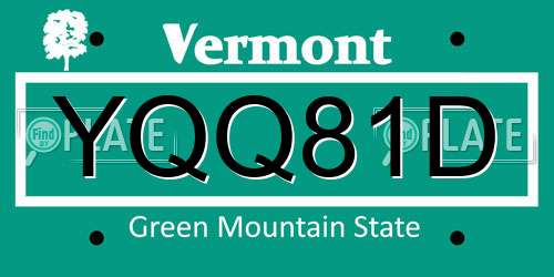 YQQ81D Vermont License Plate