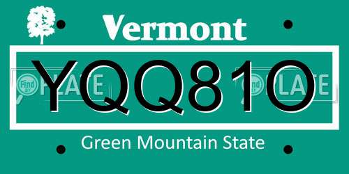 YQQ81O Vermont License Plate