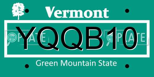 YQQB10 Vermont License Plate