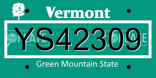 YS42309 Vermont License Plate