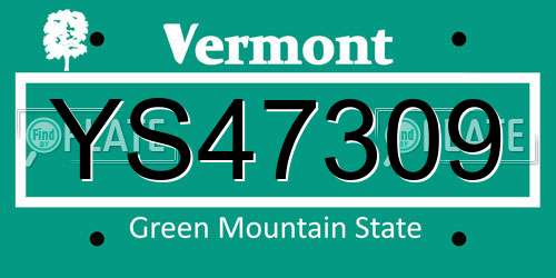 YS47309 Vermont License Plate