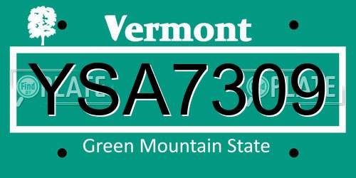 YSA7309 Vermont License Plate