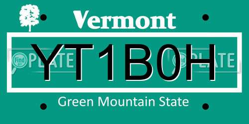 YT1B0H Vermont License Plate