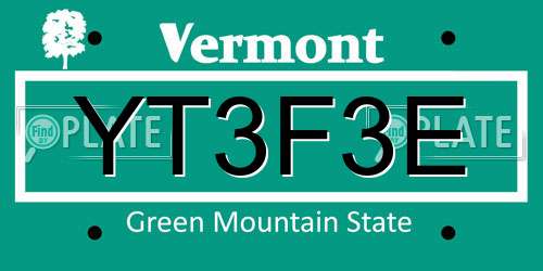 YT3F3E Vermont License Plate