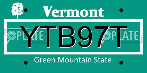 YTB97T Vermont License Plate