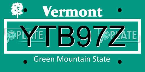 YTB97Z Vermont License Plate