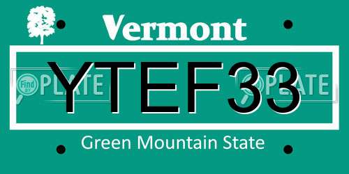 YTEF33 Vermont License Plate