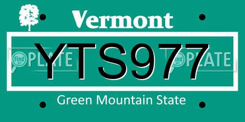YTS977 Vermont License Plate