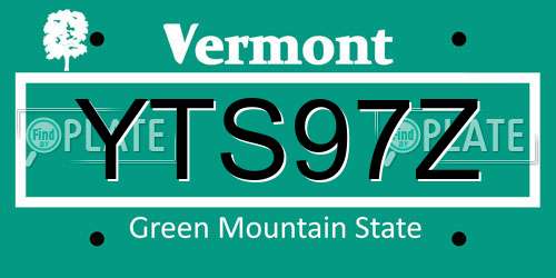 YTS97Z Vermont License Plate