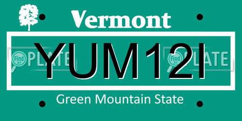 YUM12I Vermont License Plate