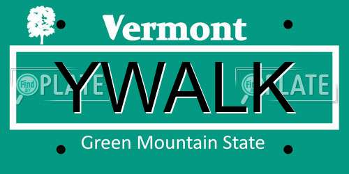 YWALK Vermont License Plate