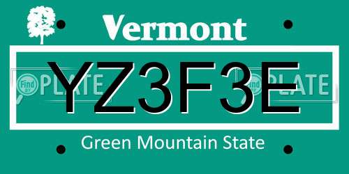 YZ3F3E Vermont License Plate