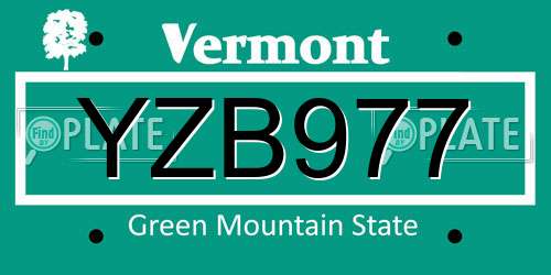 YZB977 Vermont License Plate