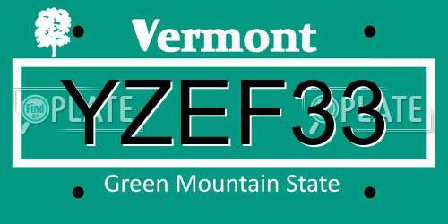 YZEF33 Vermont License Plate