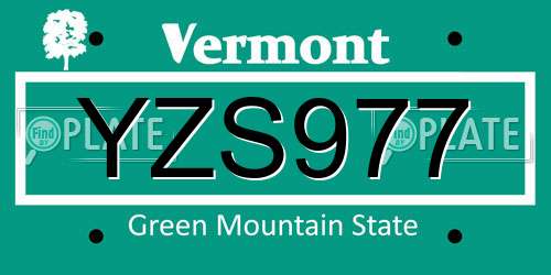 YZS977 Vermont License Plate