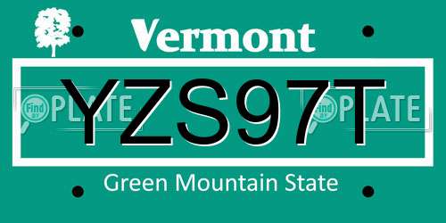 YZS97T Vermont License Plate