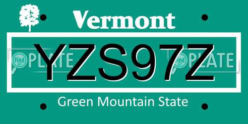 YZS97Z Vermont License Plate
