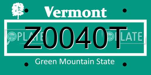Z0040T Vermont License Plate