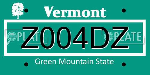 Z004DZ Vermont License Plate