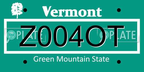 Z004OT Vermont License Plate
