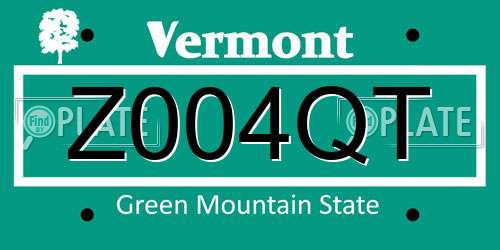 Z004QT Vermont License Plate
