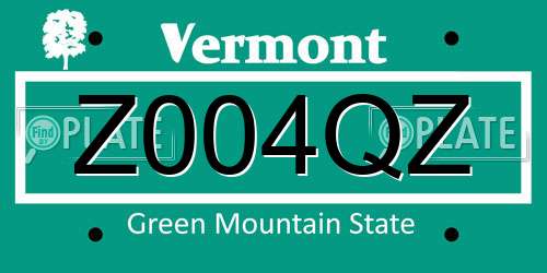 Z004QZ Vermont License Plate