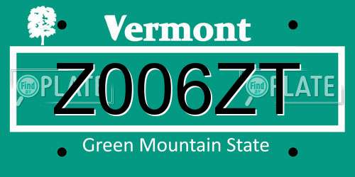 Z006ZT Vermont License Plate