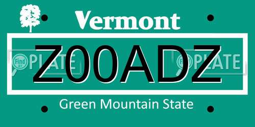 Z00ADZ Vermont License Plate