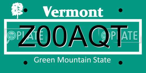 Z00AQT Vermont License Plate