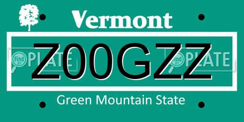 Z00GZZ Vermont License Plate