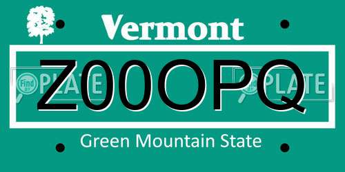 Z00OPQ Vermont License Plate