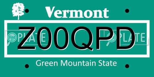 Z00QPD Vermont License Plate